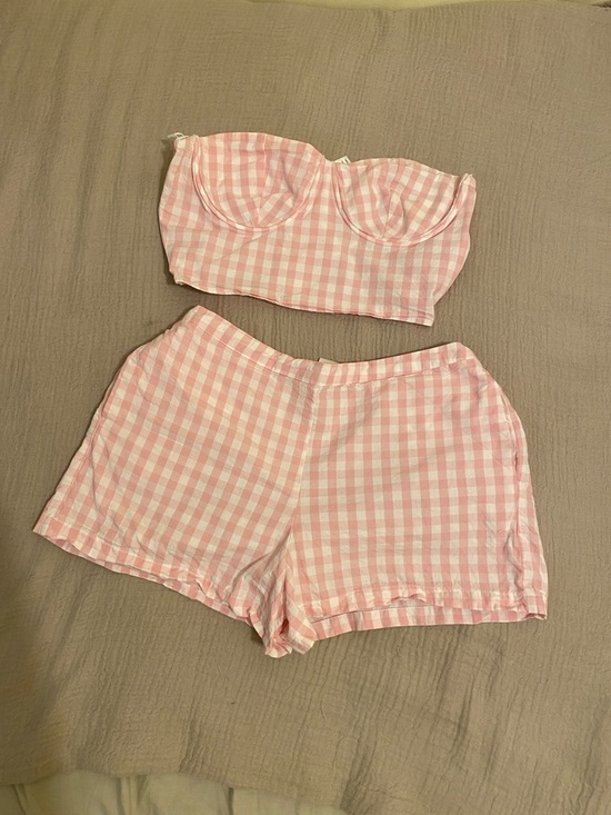 Zara Tops - Zara Barbie Set ( M & 36 B) Pink Gingham Bustier Crop Top & Shorts Set - Women